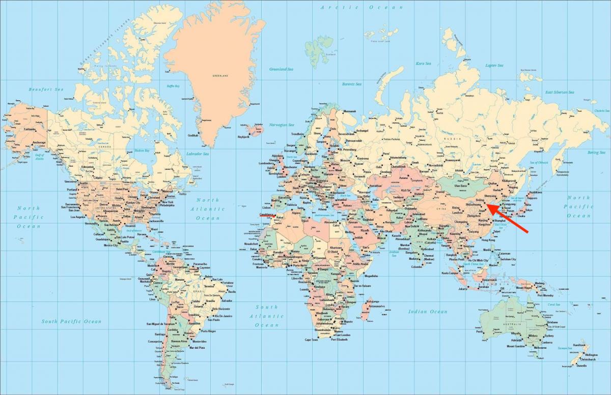 北京（北京）在世界地图上的位置